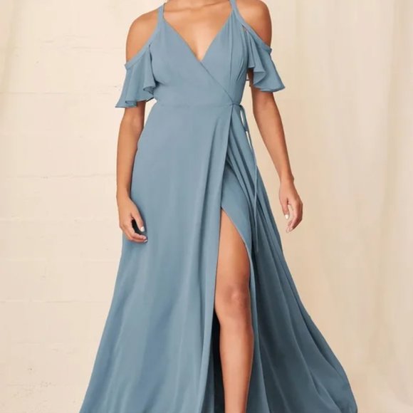 Lulus Dresses & Skirts - Lulu's Easy Listening Cold Shoulder Wrap Maxi Dress